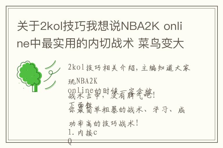 关于2kol技巧我想说NBA2K online中最实用的内切战术 菜鸟变大神