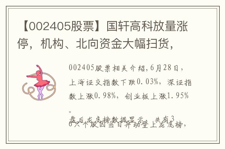 【002405股票】国轩高科放量涨停，机构、北向资金大幅扫货，出逃这些股（名单）