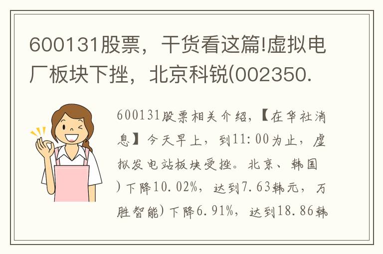 600131股票，干货看这篇!虚拟电厂板块下挫，北京科锐(002350.CN)跌10.02%