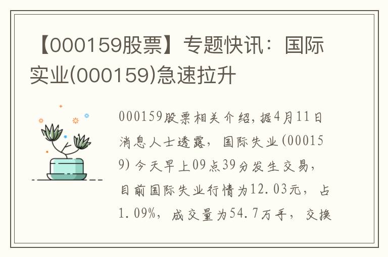 【000159股票】专题快讯：国际实业(000159)急速拉升