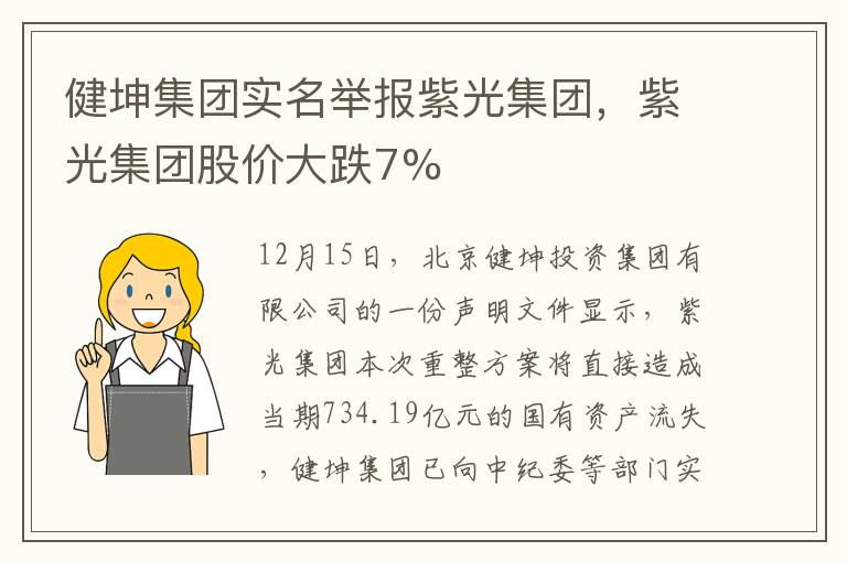 健坤集团实名举报紫光集团，紫光集团股价大跌7%