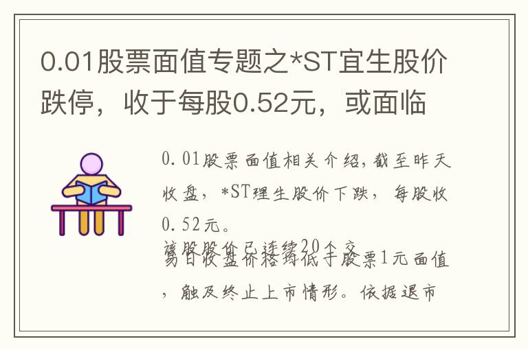 0.01股票面值专题之*ST宜生股价跌停，收于每股0.52元，或面临“1元退市”