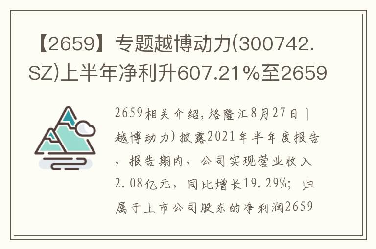 【2659】专题越博动力(300742.SZ)上半年净利升607.21%至2659.98万元