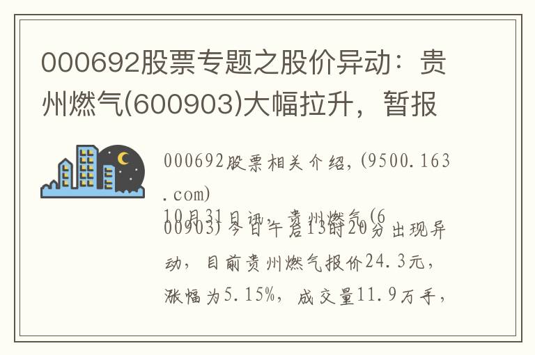 000692股票专题之股价异动：贵州燃气(600903)大幅拉升，暂报24.3元