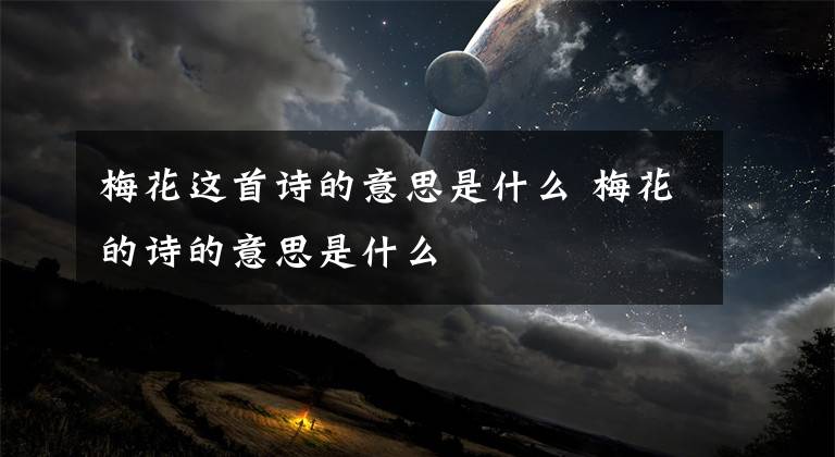 梅花这首诗的意思是什么 梅花的诗的意思是什么