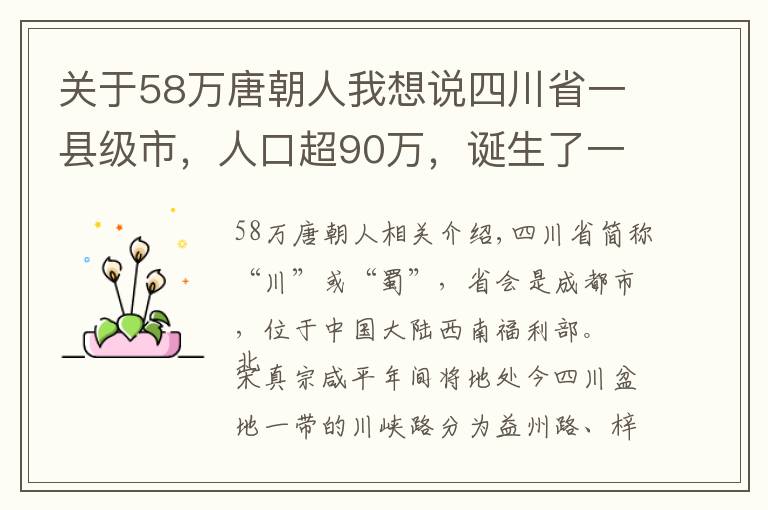 关于58万唐朝人我想说四川省一县级市，人口超90万，诞生了一位唐朝诗人