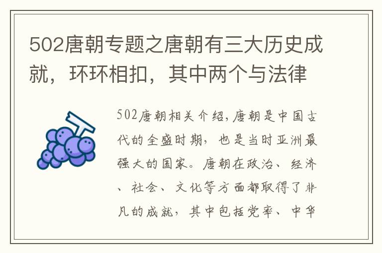 502唐朝专题之唐朝有三大历史成就，环环相扣，其中两个与法律有关，另一个大名鼎鼎