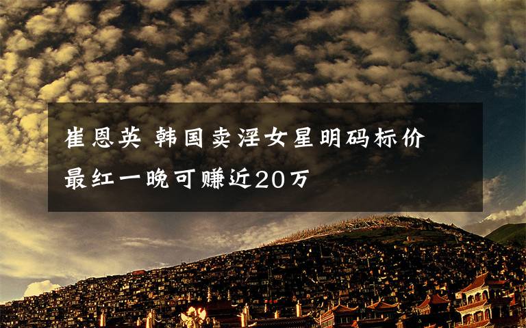崔恩英 韩国卖淫女星明码标价 最红一晚可赚近20万