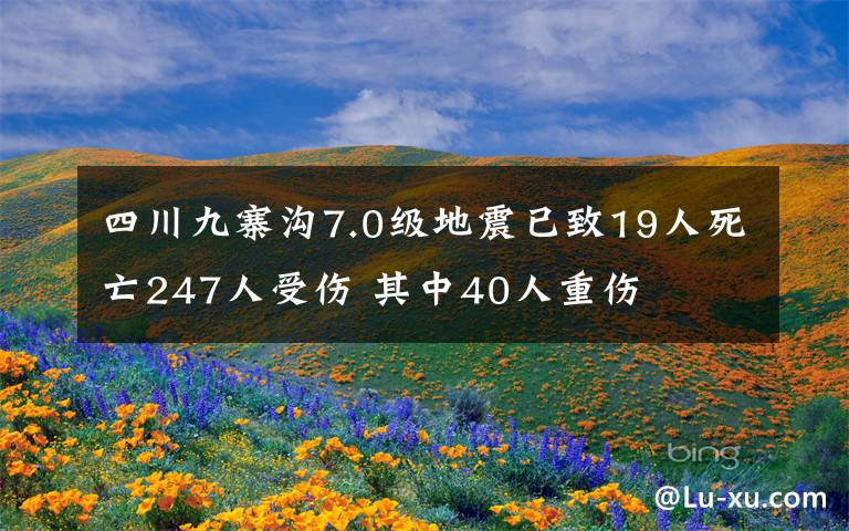 四川九寨沟7.0级地震已致19人死亡247人受伤 其中40人重伤