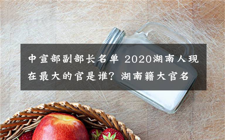 中宣部副部长名单 2020湖南人现在最大的官是谁？湖南籍大官名单一览