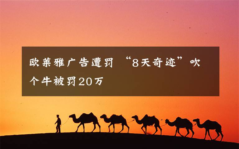 欧莱雅广告遭罚 “8天奇迹”吹个牛被罚20万