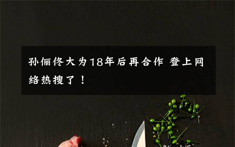 孙俪佟大为18年后再合作 登上网络热搜了！