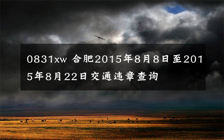 0831xw 合肥2015年8月8日至2015年8月22日交通违章查询