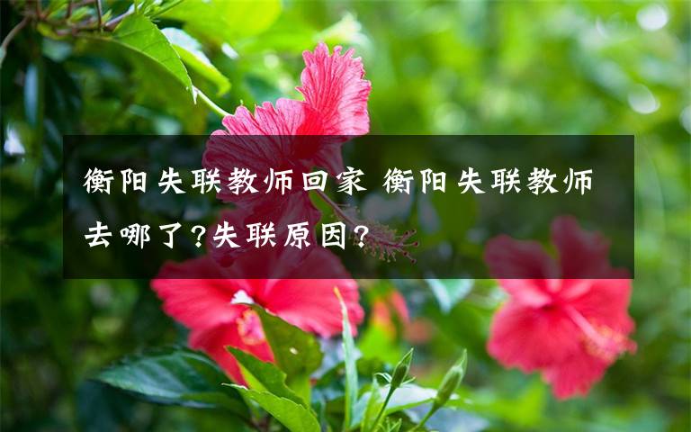 衡阳失联教师回家 衡阳失联教师去哪了?失联原因?