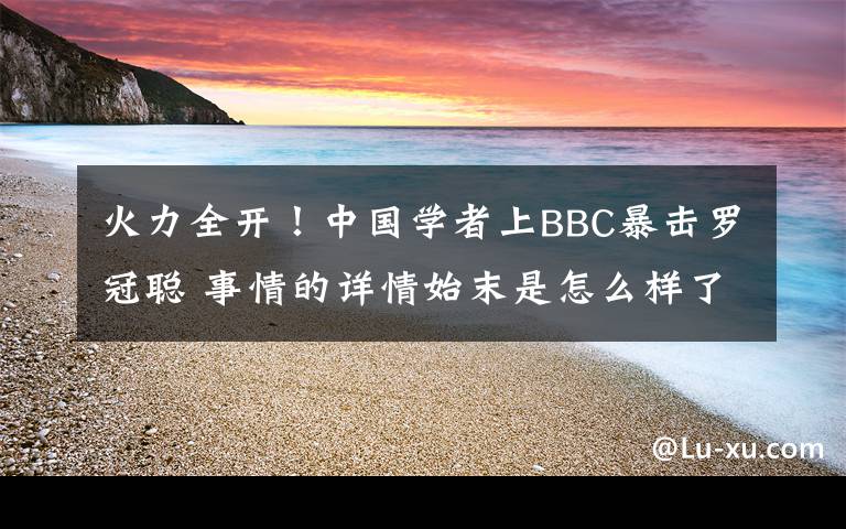 火力全开！中国学者上BBC暴击罗冠聪 事情的详情始末是怎么样了！