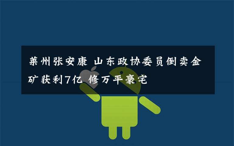 莱州张安康 山东政协委员倒卖金矿获利7亿 修万平豪宅