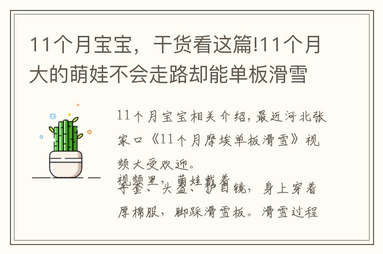 11个月宝宝，干货看这篇!11个月大的萌娃不会走路却能单板滑雪！网友：“这次我没有比过穿尿不湿的”