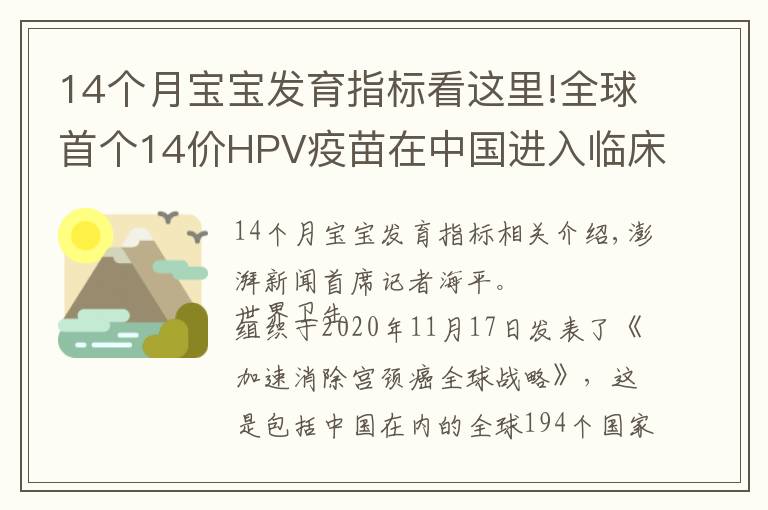 14个月宝宝发育指标看这里!全球首个14价HPV疫苗在中国进入临床二期，“加量”后安全吗？