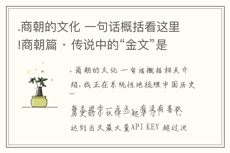 .商朝的文化 一句话概括看这里!商朝篇 · 传说中的“金文”是什么神秘语言？「中国通史笔记」1.12