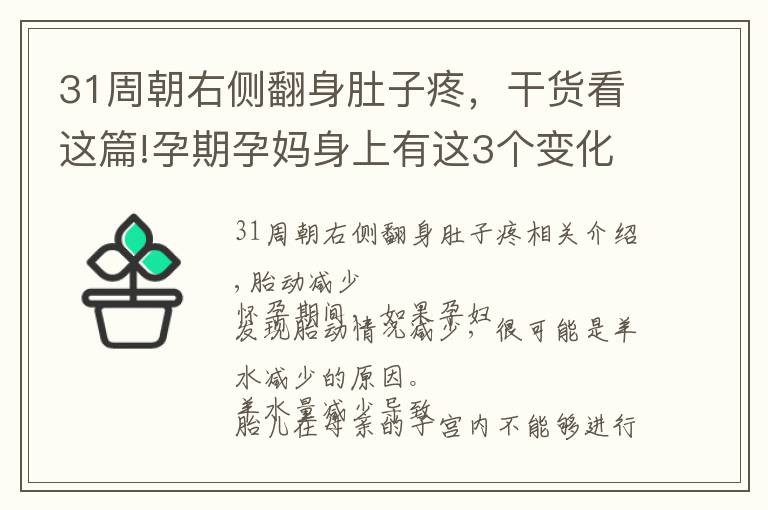 31周朝右侧翻身肚子疼，干货看这篇!孕期孕妈身上有这3个变化，可能是羊水减少的信号，可别大意了