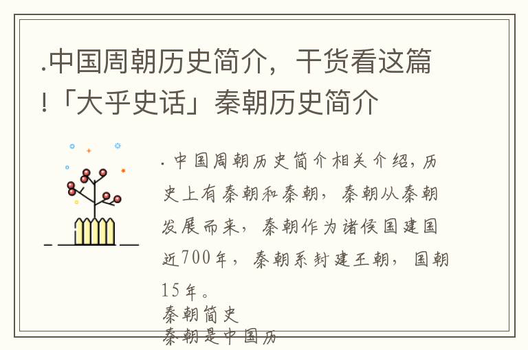 .中国周朝历史简介，干货看这篇!「大乎史话」秦朝历史简介