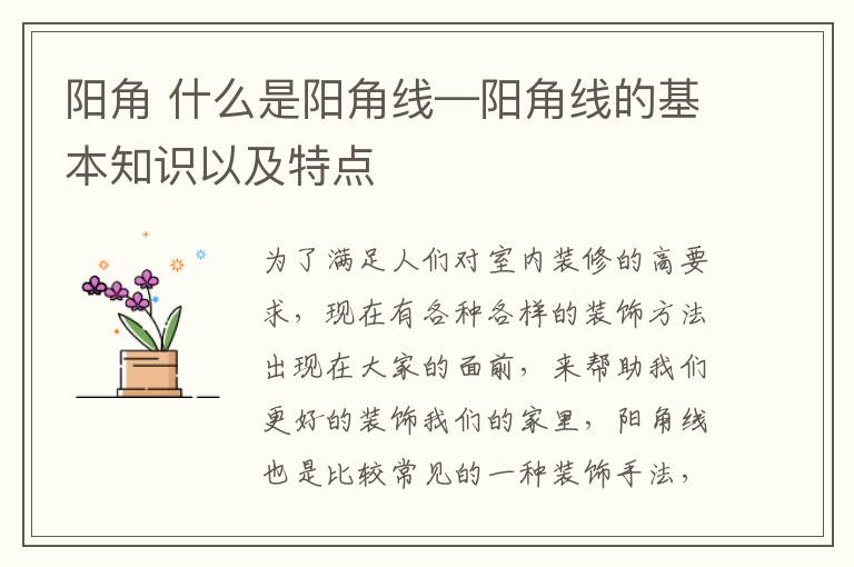 阳角 什么是阳角线—阳角线的基本知识以及特点