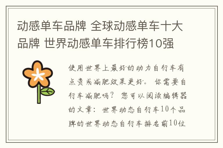 动感单车品牌 全球动感单车十大品牌 世界动感单车排行榜10强