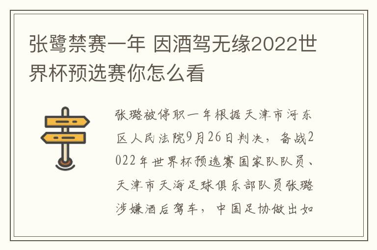 张鹭禁赛一年 因酒驾无缘2022世界杯预选赛你怎么看