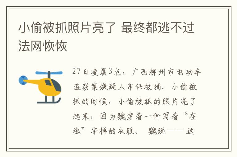 小偷被抓照片亮了 最终都逃不过法网恢恢