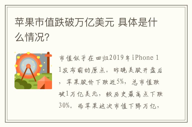 苹果市值跌破万亿美元 具体是什么情况？