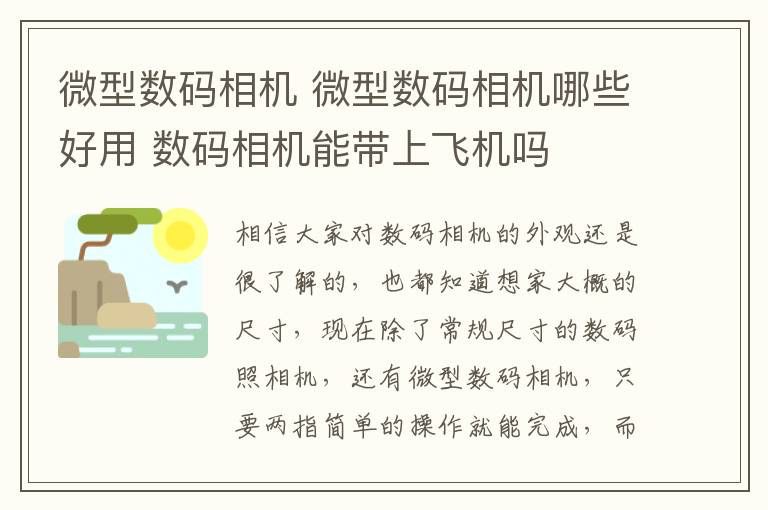 微型数码相机 微型数码相机哪些好用 数码相机能带上飞机吗