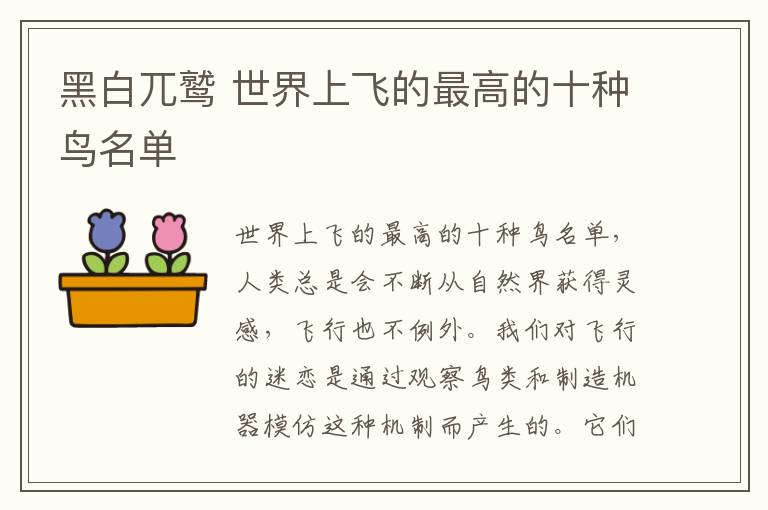 黑白兀鹫 世界上飞的最高的十种鸟名单