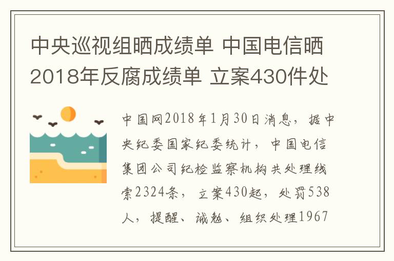 中央巡视组晒成绩单 中国电信晒2018年反腐成绩单 立案430件处分538人