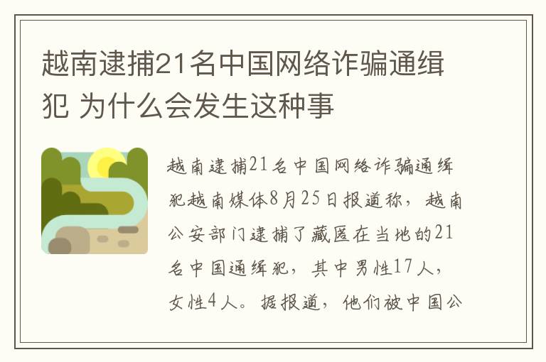 越南逮捕21名中国网络诈骗通缉犯 为什么会发生这种事