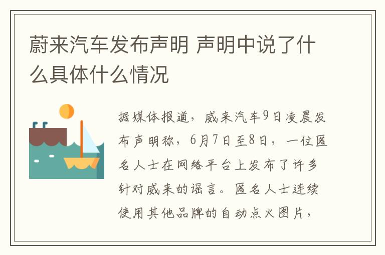 蔚来汽车发布声明 声明中说了什么具体什么情况