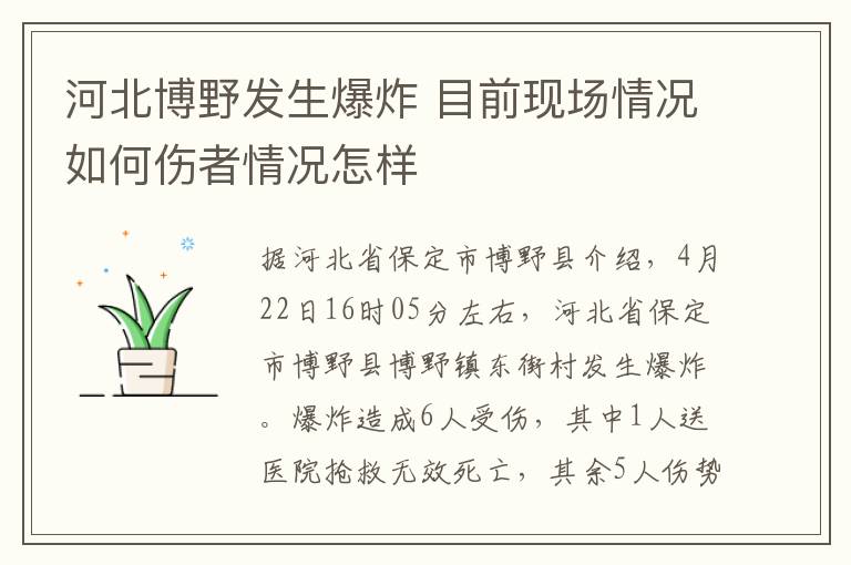 河北博野发生爆炸 目前现场情况如何伤者情况怎样