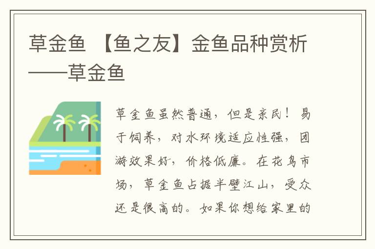 草金鱼 【鱼之友】金鱼品种赏析——草金鱼