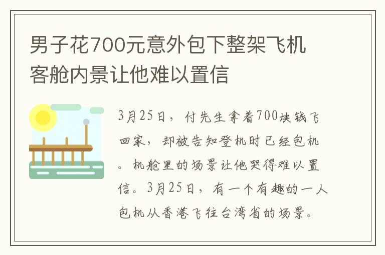 男子花700元意外包下整架飞机 客舱内景让他难以置信