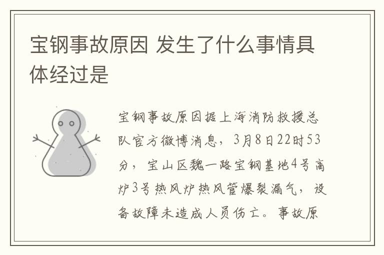 宝钢事故原因 发生了什么事情具体经过是