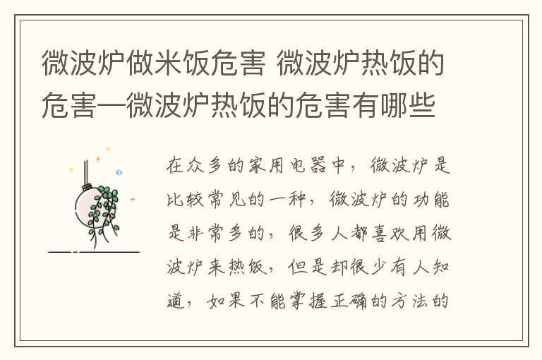 微波炉做米饭危害 微波炉热饭的危害—微波炉热饭的危害有哪些