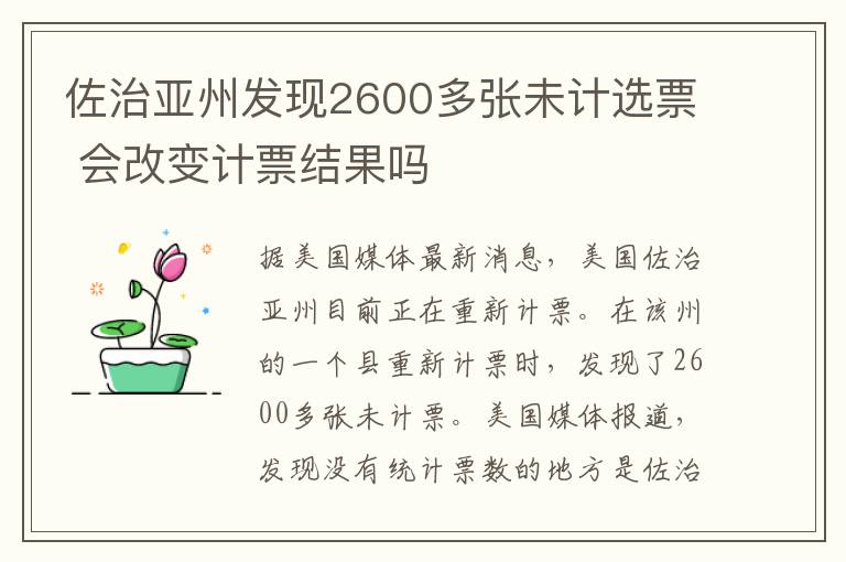 佐治亚州发现2600多张未计选票 会改变计票结果吗