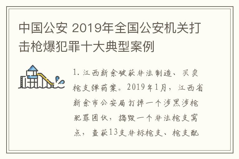 中国公安 2019年全国公安机关打击枪爆犯罪十大典型案例