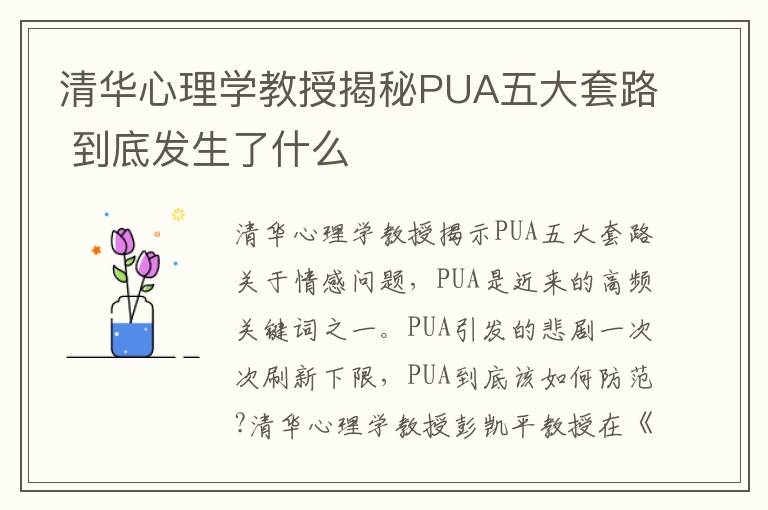 清华心理学教授揭秘PUA五大套路 到底发生了什么