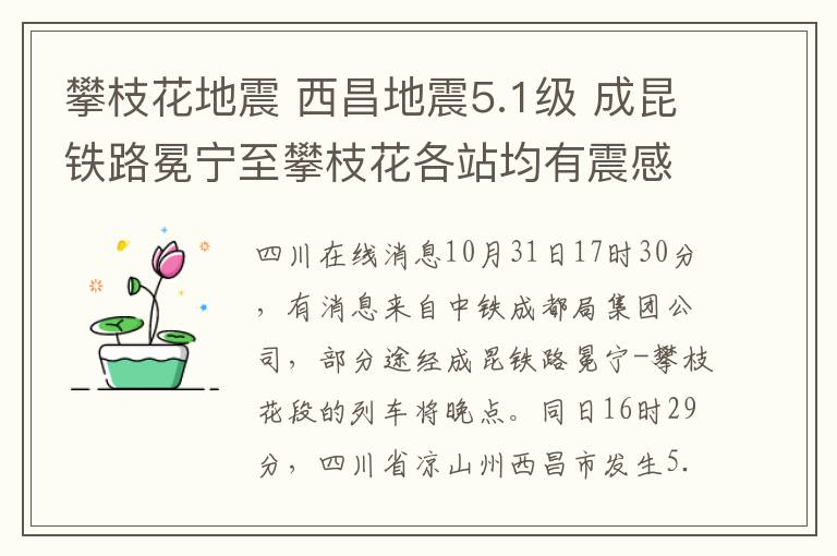 攀枝花地震 西昌地震5.1级 成昆铁路冕宁至攀枝花各站均有震感