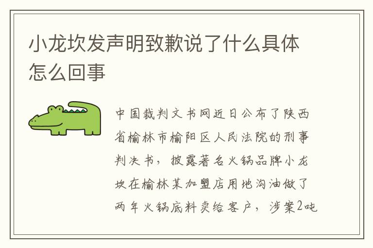 小龙坎发声明致歉说了什么具体怎么回事