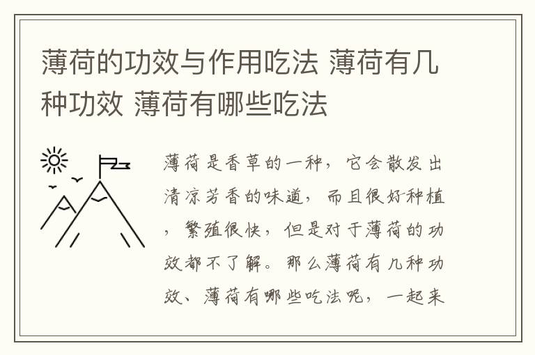 薄荷的功效与作用吃法 薄荷有几种功效 薄荷有哪些吃法