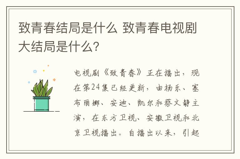 致青春结局是什么 致青春电视剧大结局是什么？