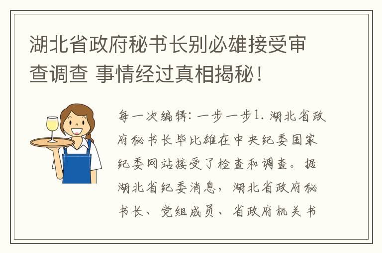 湖北省政府秘书长别必雄接受审查调查 事情经过真相揭秘！