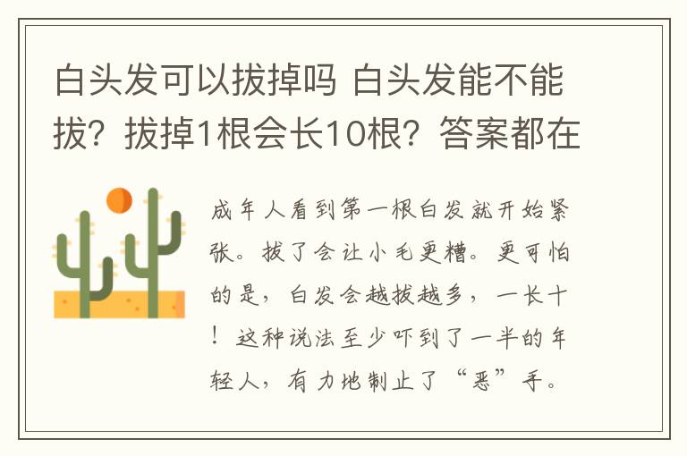 白头发可以拔掉吗 白头发能不能拔？拔掉1根会长10根？答案都在这了