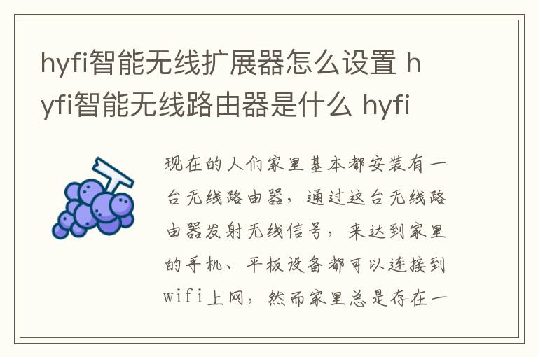 hyfi智能无线扩展器怎么设置 hyfi智能无线路由器是什么 hyfi智能无线路由器怎样设置